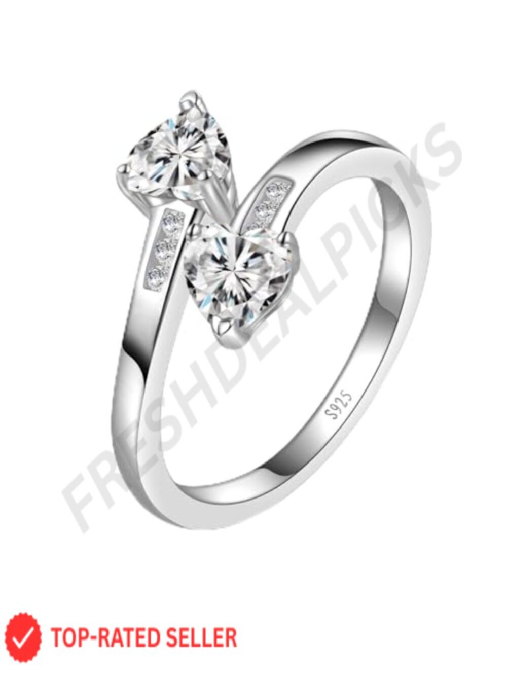 925 Sterling Silver Adjustable Heart Birthstone Ring 1CT Women